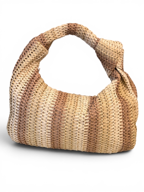 Urban Expressions Handbags - Urban Expressions Striped Woven Straw Hobo Bag Shoulder Slouchy Tote Neutral